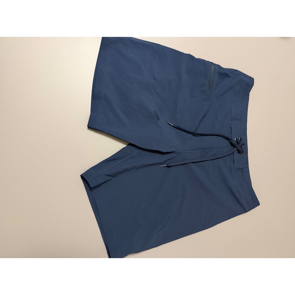 Prana Mens Navy Blue Board Shorts Size 33 UPF 50+ Recycled Stretch Swim Trunks